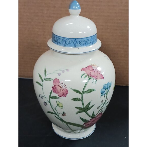 Andrea by Sadek Hand-painted "Fleurs De Chantilly" Ginger Jar Vase Made in Japan